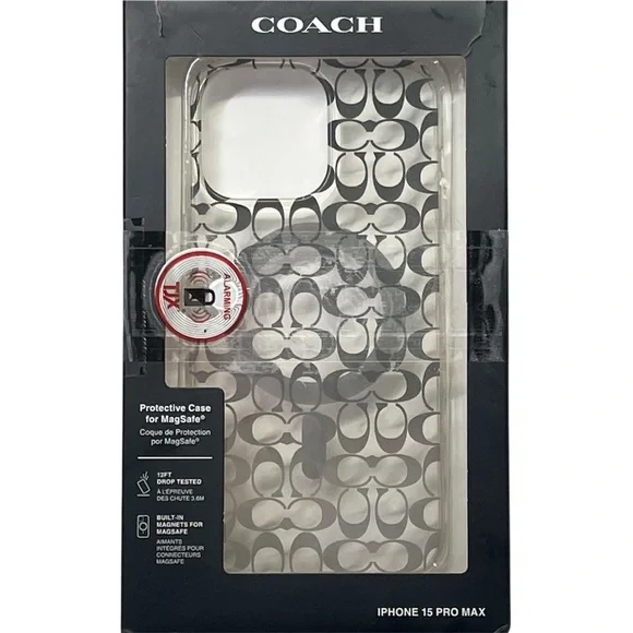 Coach Signature C Protective Case for Magsafe For iPhone 15 Pro Max Clear NIB - Picture 4 of 7